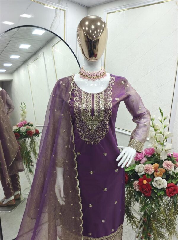 Shop Twin-Tissue Net Embroidered Pant Set with Dupatta Fully Stitched - Image 5