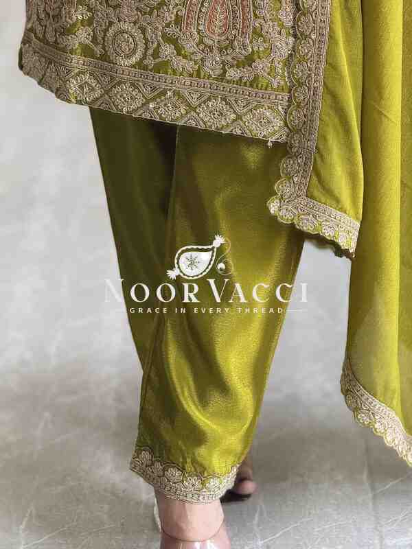 Cinon Silk Embroidered Top with Pant and Dupatta – Fully Stitched - Image 3