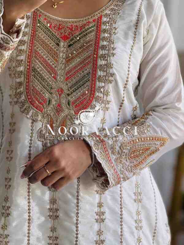 Cinon Silk Embroidered Top with Pant and Dupatta – Fully Stitched - Image 3