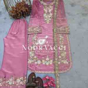 Premium Jimmy Choo Silk Top Plazzo & Dupatta Set