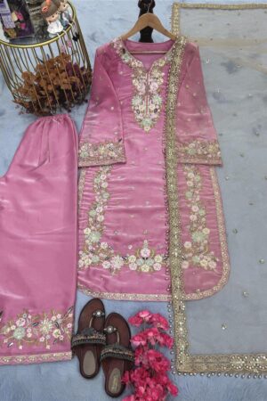 Shop Premium Jimmy Choo Silk Top Plazzo & Dupatta Set