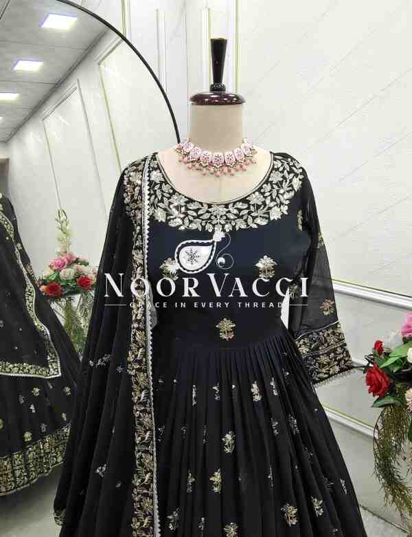 Fox Georgette Embroidered Gown Pant Set with Dupatta Fully Stitched - Image 6