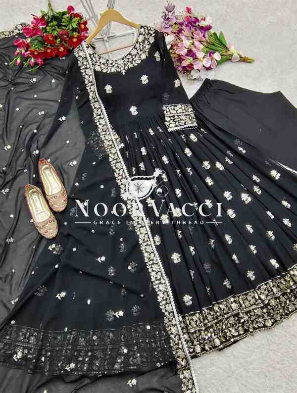 Fox Georgette Embroidered Gown Pant Set with Dupatta Fully Stitched - Image 8