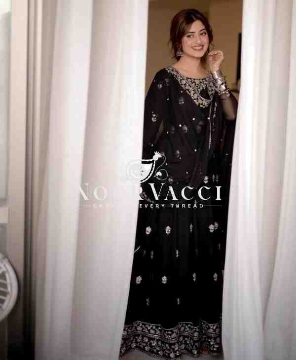 Fox Georgette Embroidered Gown Pant Set with Dupatta Fully Stitched