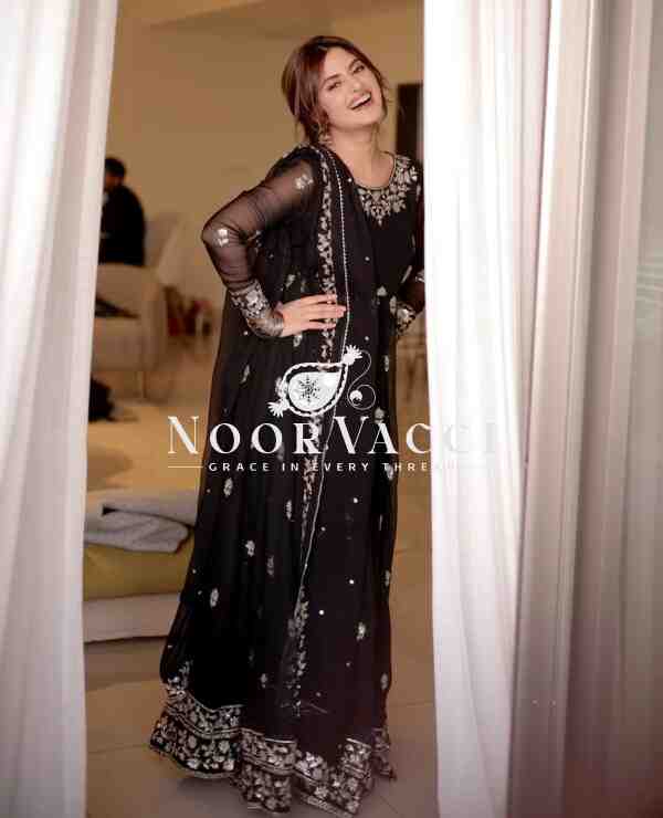 Fox Georgette Embroidered Gown Pant Set with Dupatta Fully Stitched - Image 2