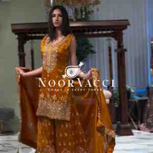 Fox Georgette Embroidered Top Sarara Set with Dupatta Fully Stitched
