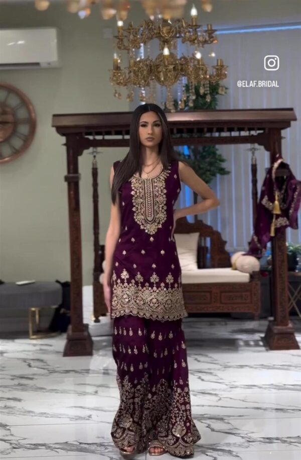 Buy Fox Georgette Embroidered Top Sarara Set with Dupatta Fully Stitched