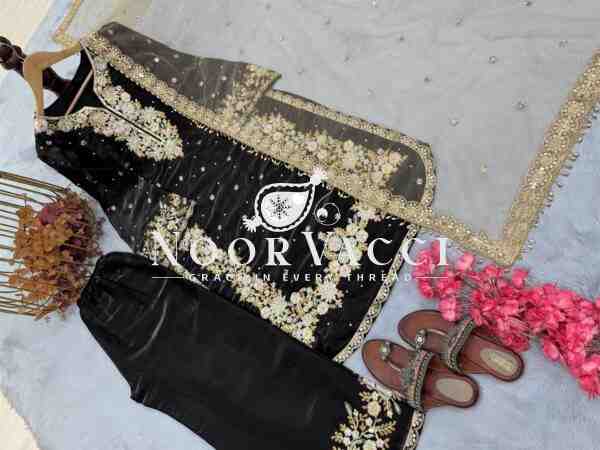 Premium Jimmy Choo Silk Top Plazzo & Dupatta Set