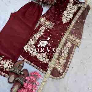 Premium Jimmy Choo Silk Top Plazzo & Dupatta Set