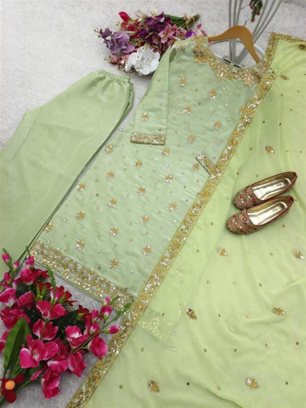 Shop Zimmy-Chu Silk Embroidered Top Plazzo Set with Dupatta Fully Stitched - Image 5