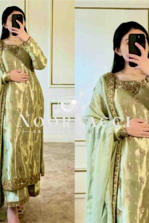 Shop Zimmy-Chu Silk Embroidered Top Plazzo Set with Dupatta Fully Stitched
