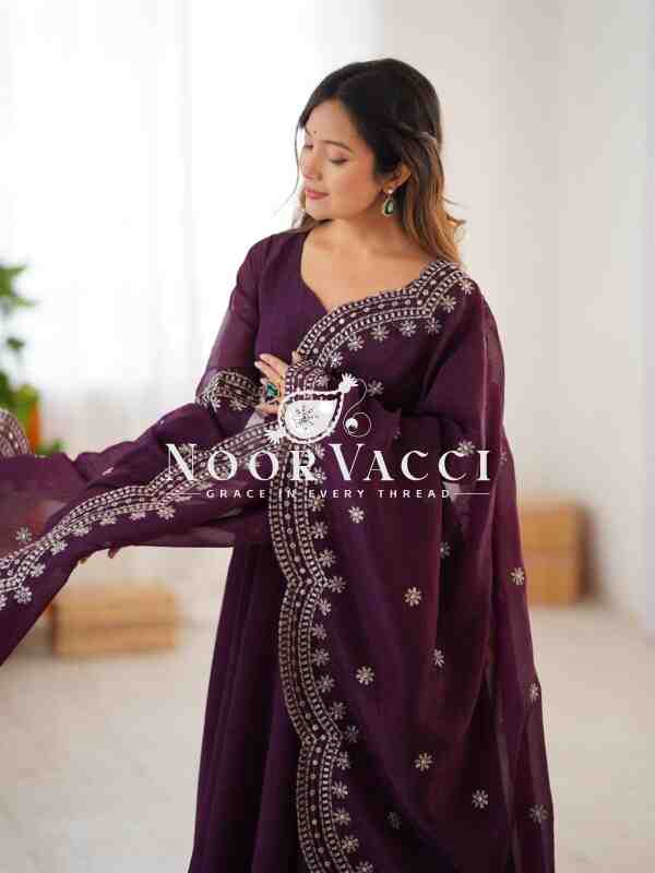 Fandy Silk Embroidered Gown with Dupatta – Fully Stitched Partywear - Image 12