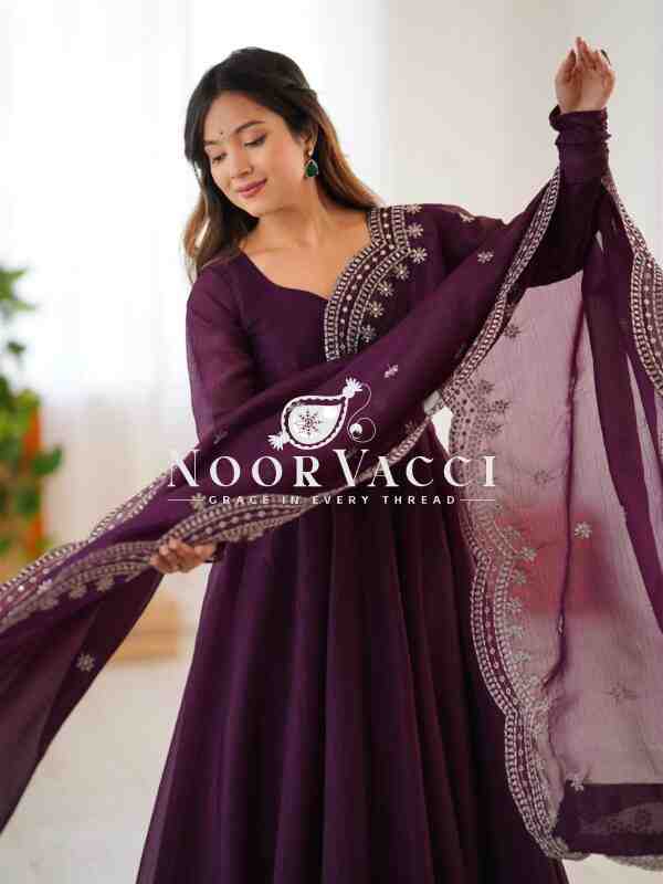 Fandy Silk Embroidered Gown with Dupatta – Fully Stitched Partywear - Image 13