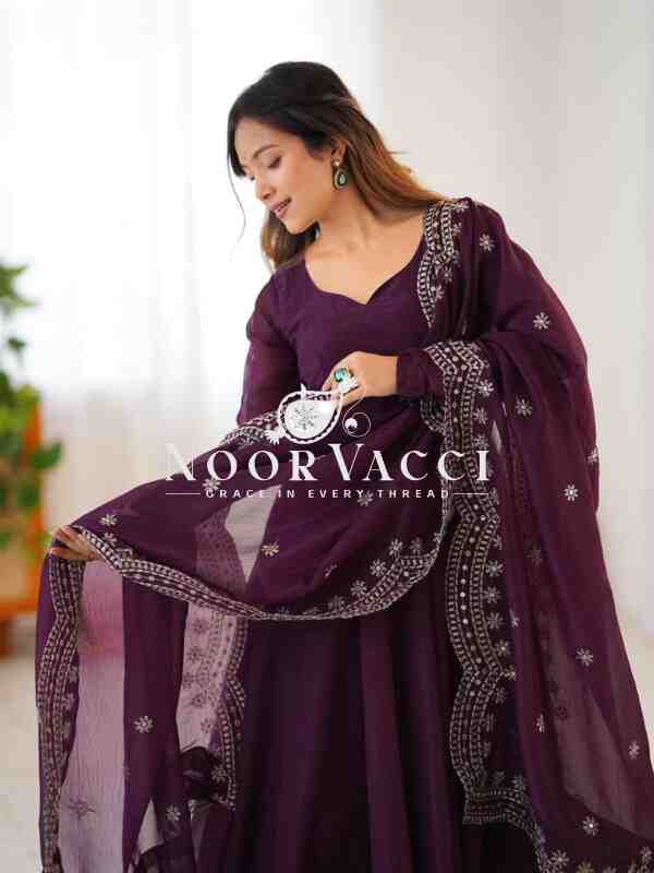 Fandy Silk Embroidered Gown with Dupatta – Fully Stitched Partywear - Image 10