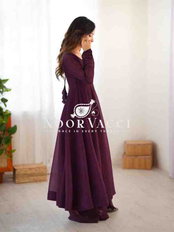 Fandy Silk Embroidered Gown with Dupatta – Fully Stitched Partywear - Image 9