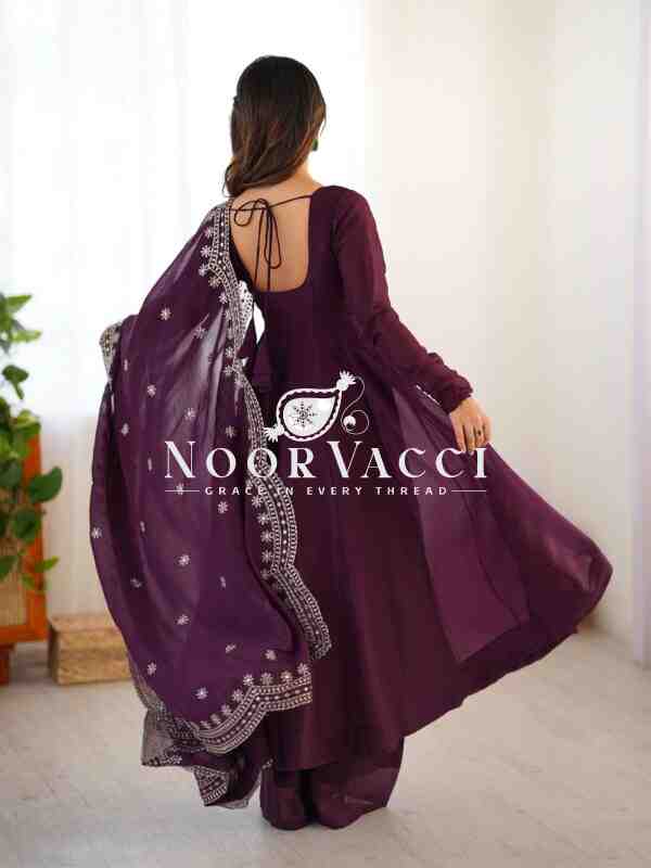 Fandy Silk Embroidered Gown with Dupatta – Fully Stitched Partywear - Image 7