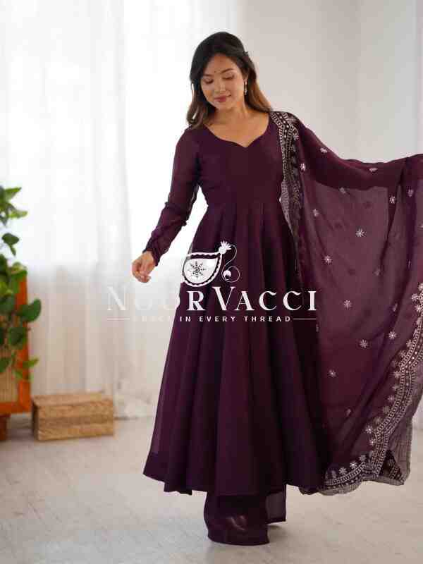 Fandy Silk Embroidered Gown with Dupatta – Fully Stitched Partywear - Image 5