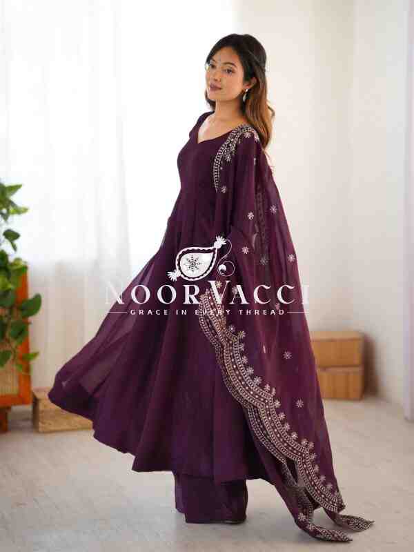 Fandy Silk Embroidered Gown with Dupatta – Fully Stitched Partywear - Image 6