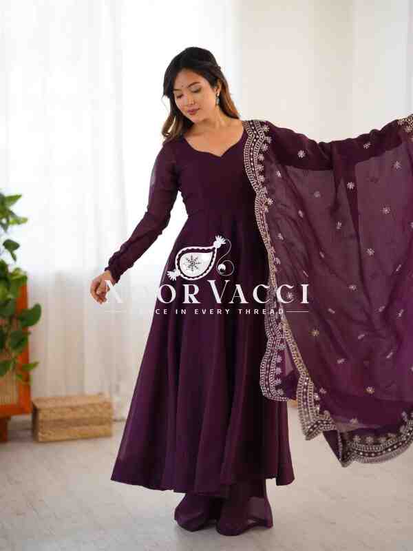 Fandy Silk Embroidered Gown with Dupatta – Fully Stitched Partywear - Image 2