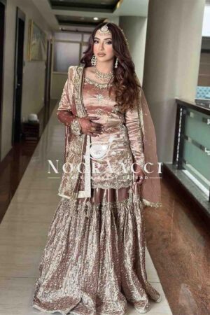 Shop Zimmy-Chu Silk Embroidered Top with Sarara and Dupatta