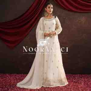 Heavy Fox Georgette Embroidered Gown with Pant and Dupatta – Fully Stitched