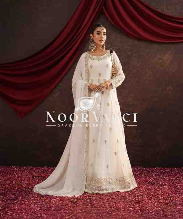 Heavy Fox Georgette Embroidered Gown with Pant and Dupatta – Fully Stitched