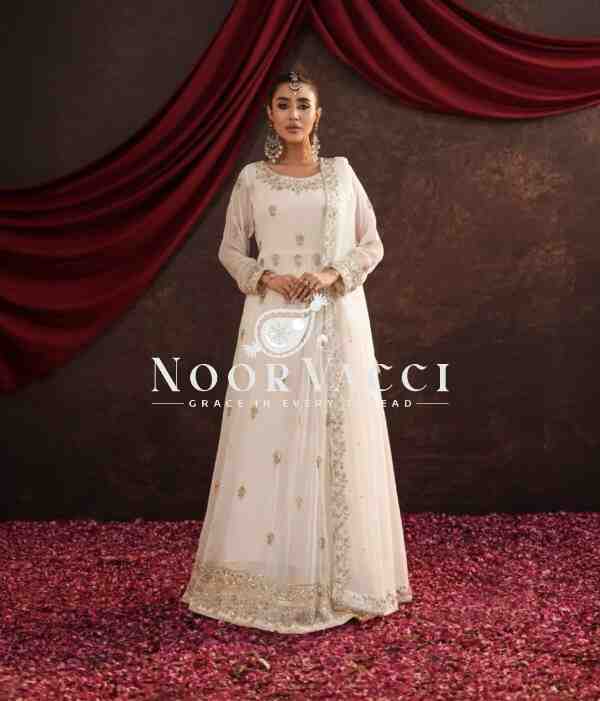 Heavy Fox Georgette Embroidered Gown with Pant and Dupatta – Fully Stitched - Image 4