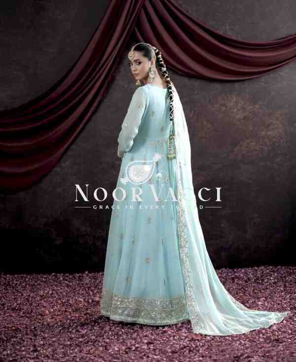 Heavy Fox Georgette Embroidered Gown with Pant and Dupatta – Fully Stitched - Image 3