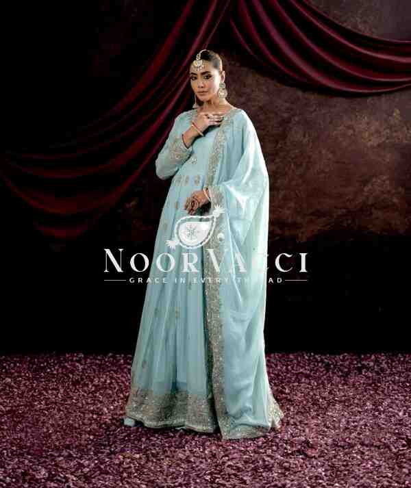Heavy Fox Georgette Embroidered Gown with Pant and Dupatta – Fully Stitched - Image 5