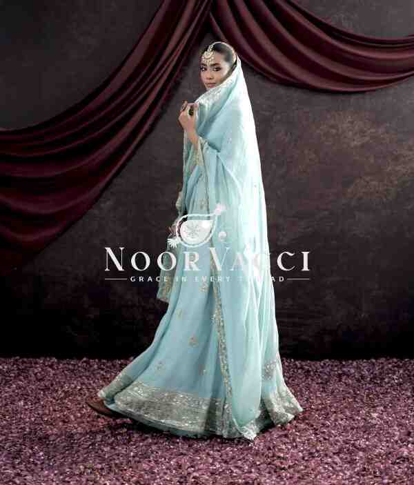 Heavy Fox Georgette Embroidered Gown with Pant and Dupatta – Fully Stitched - Image 2