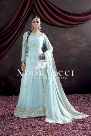 Buy Heavy Fox Georgette Embroidered Gown with Pant and Dupatta – Fully Stitched