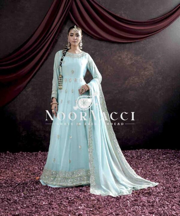 Buy Heavy Fox Georgette Embroidered Gown with Pant and Dupatta – Fully Stitched