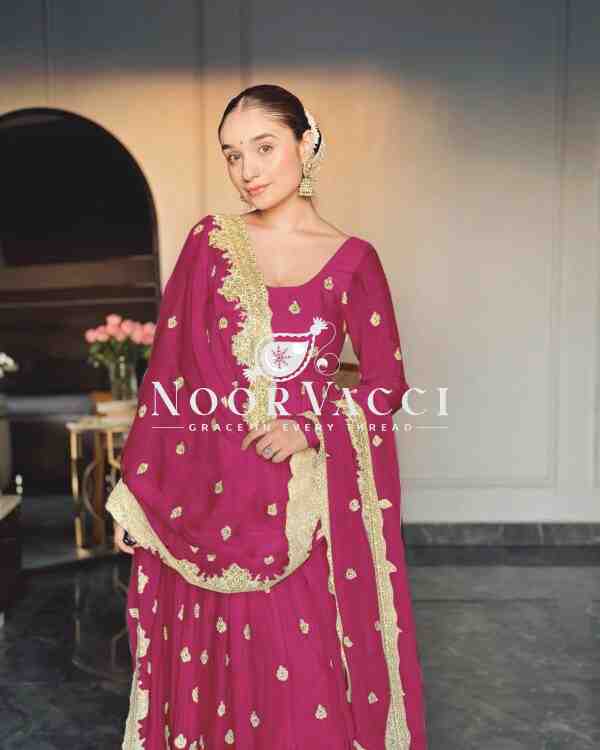 Chinon Silk Embroidered Gown with Pent and Dupatta – Fully Stitched - Image 2