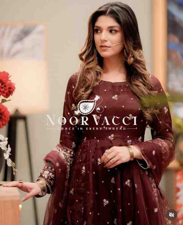 Chinon Silk Embroidered Gown with Pant and Dupatta – Fully Stitched - Image 4
