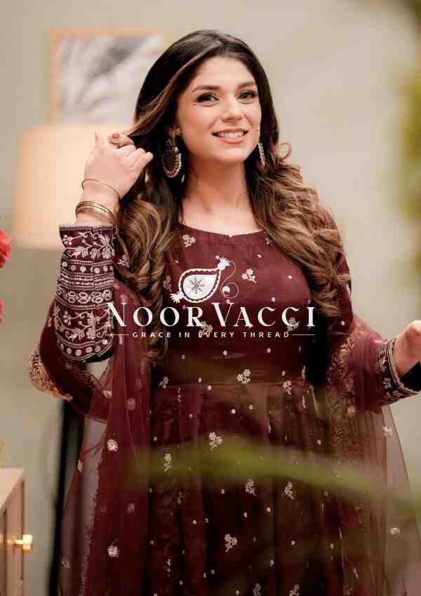 Chinon Silk Embroidered Gown with Pant and Dupatta – Fully Stitched - Image 2