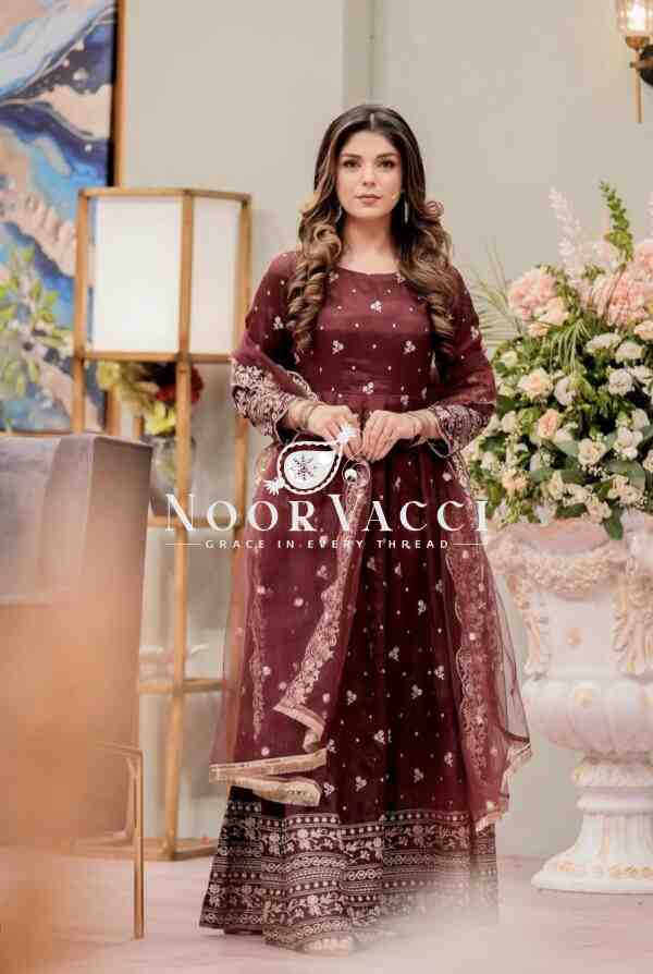 Chinon Silk Embroidered Gown with Pant and Dupatta – Fully Stitched - Image 3