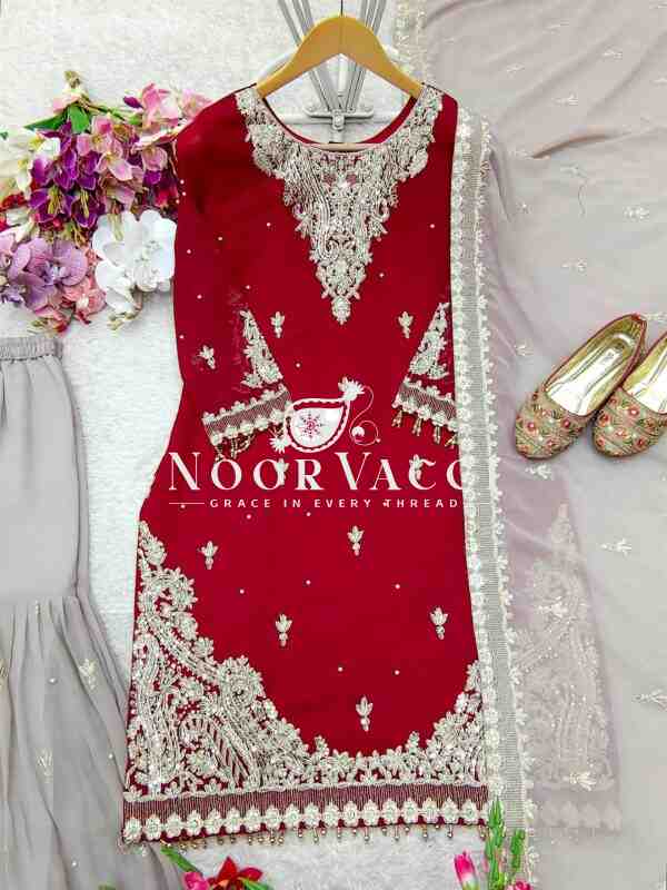 Fox Georgette Embroidered Top with Palazzo and Dupatta – Fully Stitched - Image 5