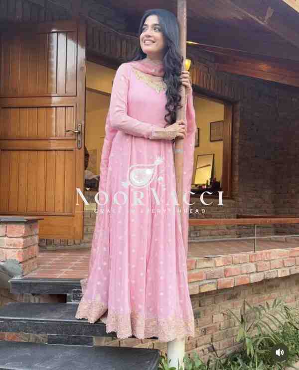 Fox Georgette Embroidered Gown with Pant and Dupatta – Fully Stitched Set - Image 2