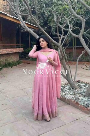 Buy Fox Georgette Embroidered Gown with Pant and Dupatta – Fully Stitched Set