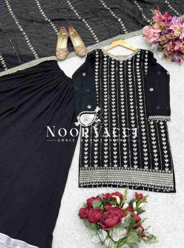 Fox Georgette Embroidered Top with Sharara and Dupatta – Fully Stitched Set - Image 7