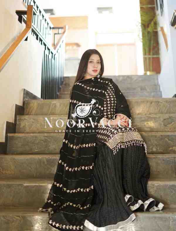 Fox Georgette Embroidered Top with Sharara and Dupatta – Fully Stitched Set - Image 6