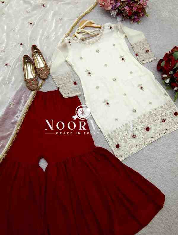 Fendy Silk Embroidered Top with Sarara and Dupatta – Fully Stitched Set - Image 6