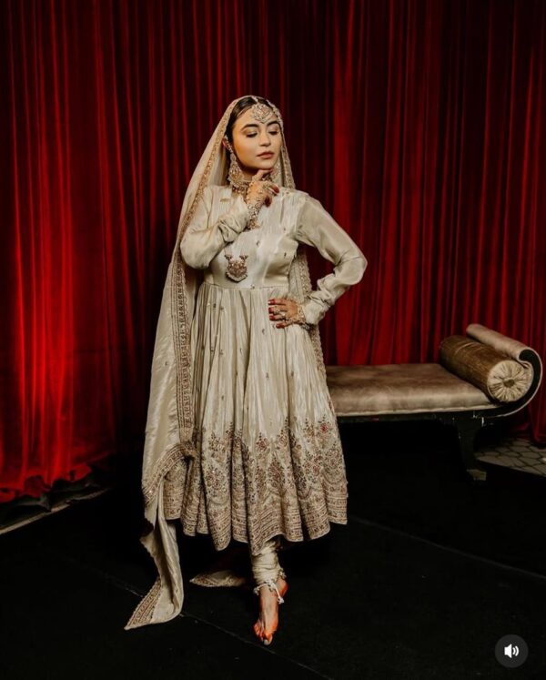 Shop Cinon Silk Embroidered Gown with Bottom and Dupatta – Fully Stitched Set