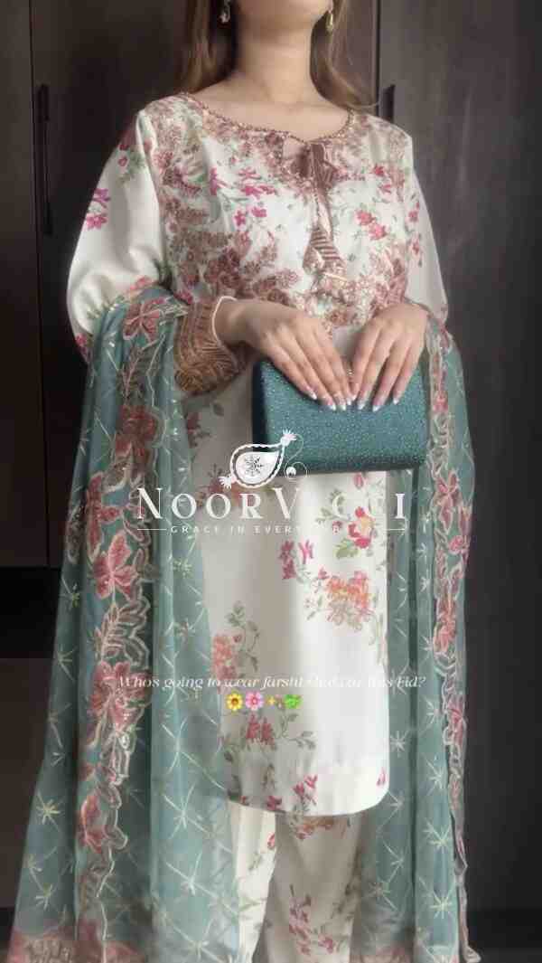 Designer Party Wear Top with Farshi Plazzo and Dupatta Set - Image 5