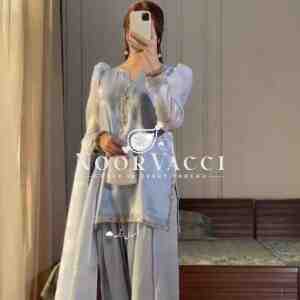 Designer Party Wear Top with Farshi Plazzo Set