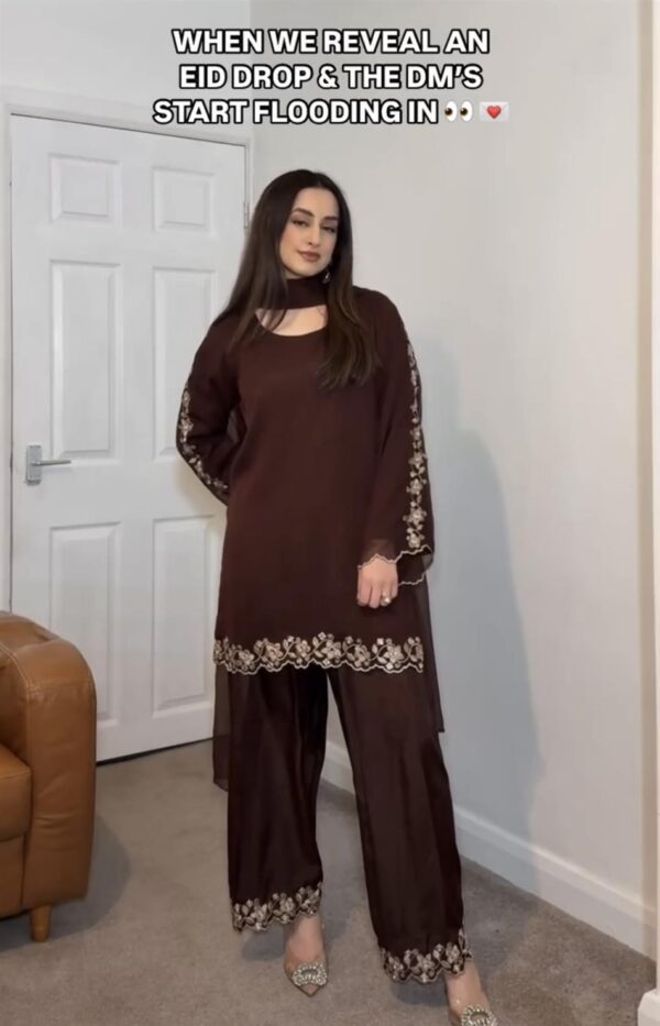 Buy Designer Party Wear Top with Farshi Plazzo Set - Image 2