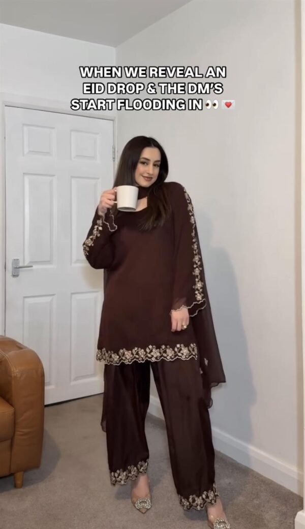 Buy Designer Party Wear Top with Farshi Plazzo Set - Image 3
