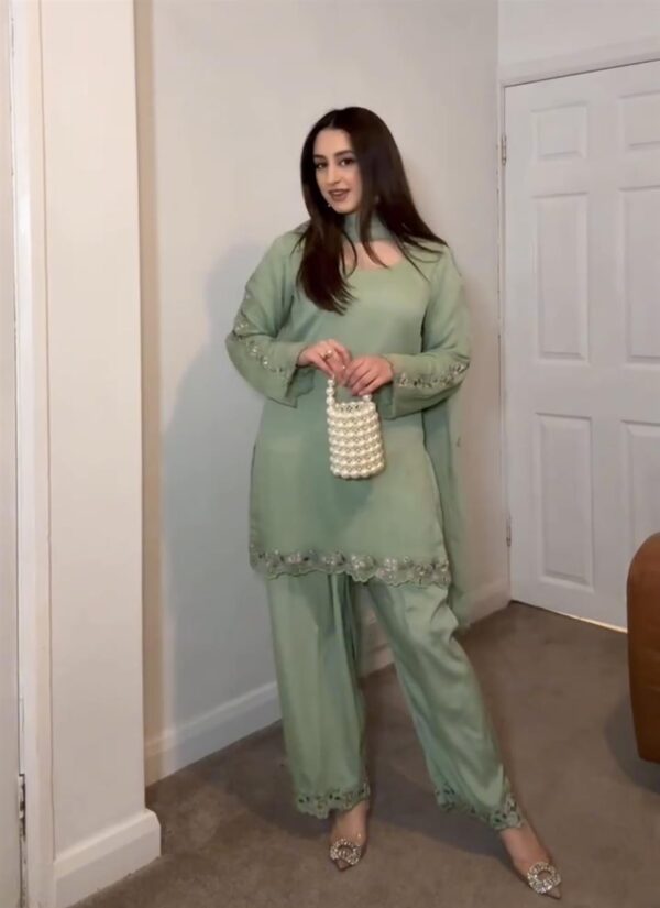 Buy Designer Party Wear Top with Farshi Plazzo Set - Image 2