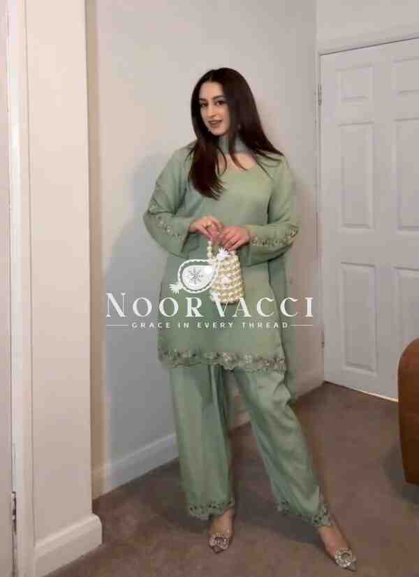 Designer Party Wear Top with Farshi Plazzo Set - Image 2