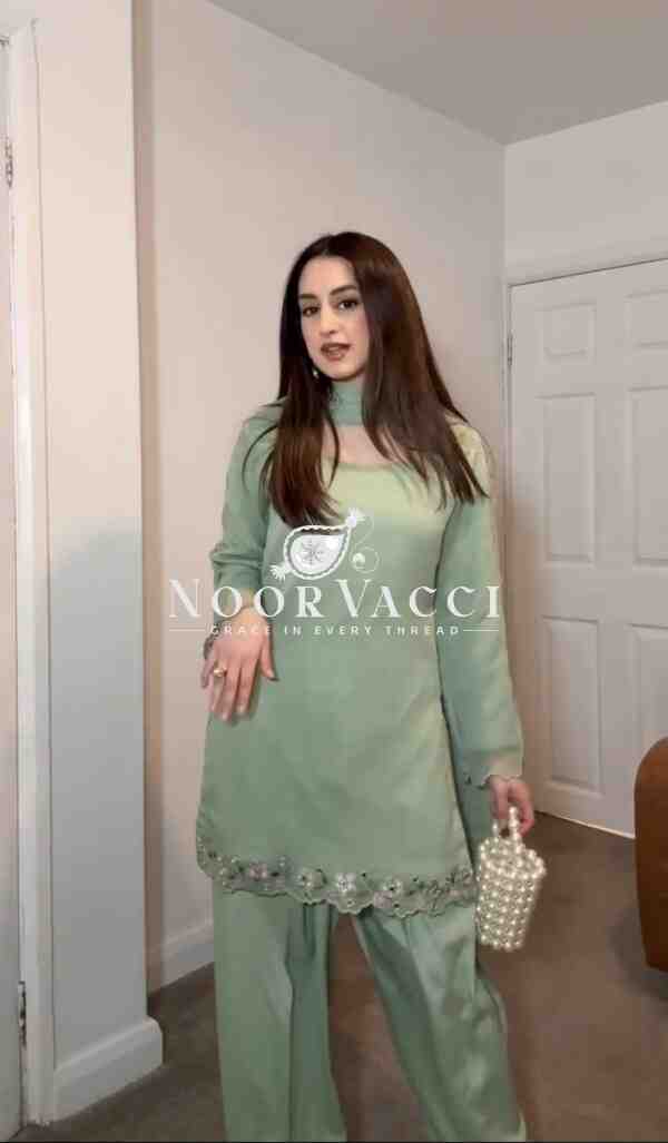 Designer Party Wear Top with Farshi Plazzo Set - Image 3